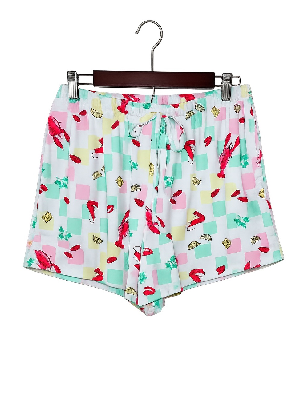 Joyspun Lobster Print Pajama Set Women's Sleeveless Tank & Drawstring Shorts - Picture 3 of 15